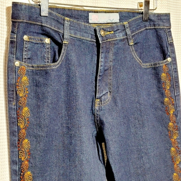 COS Beaded & Embroidered High Rise Stretch Bootcut Jeans (8) - Picture 2 of 10